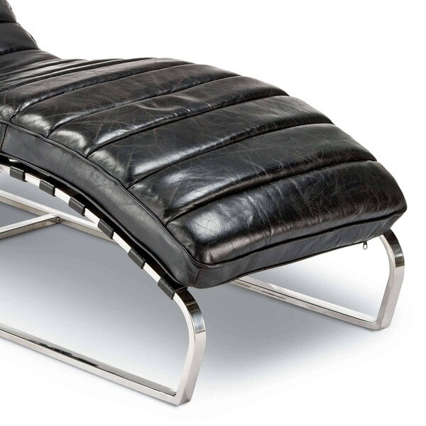 Foot rest of a leather chaise lounge
